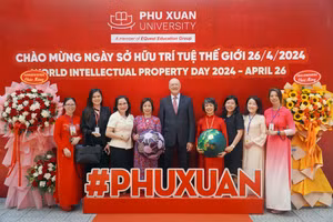 Lễ chào mừng Ngày Sở hữu trí tuệ thế giới diễn ra tại Trường ĐH Phú Xuân (TP.Huế) ngày 26/4.