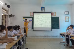 Giờ học tại Trường THPT Nguyễn Huệ (Thái Bình).