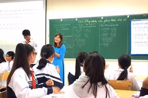 Giờ học tại Trường THCS Phúc Lợi, Long Biên (Hà Nội).