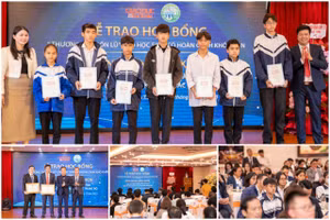 Văn phòng Báo GD&TĐ trao học bổng "Thương trò rốn lũ" đến 38 em học sinh trên địa bàn.