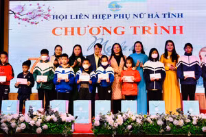 Hội LHPN Hà Tĩnh phối hợp trao quà cho phụ nữ, trẻ em khó khăn tại chương trình “Mẹ đỡ đầu - Tết yêu thương” 2023". (Ảnh: Hội LHPN Hà Tĩnh).