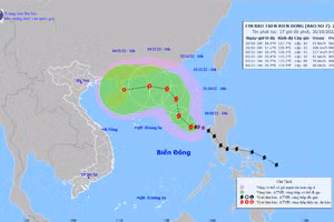 Hình ảnh mới nhất về đường đi của cơn bão số 7.