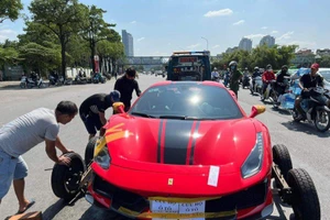 Chiếc siêu xe Ferrari trong vụ tai nạn khiến 1 người tử vong.