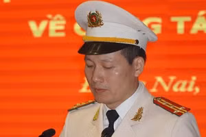 Ông Vũ Hồng Văn tại lễ nhận quyết định làm Giám đốc công an Đồng Nai sáng 27/11/2019.