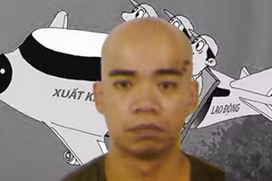 Quản Trọng Long tại cơ quan công an.