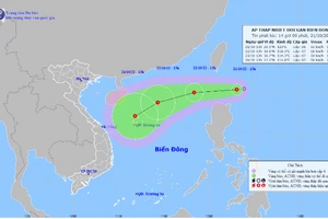 Hình ảnh về áp thấp nhiệt đới gần biển Đông.