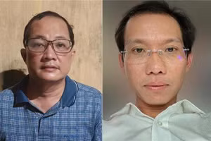 Cựu Giám đốc Bệnh viện TP. Thủ Đức Nguyễn Minh Quân (trái) và bị can Nguyễn Văn Lợi (Giám đốc Công ty Nguyễn Tâm) liên quan đến vụ án.