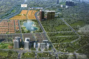 Phối cảnh tổng thể tiểu khu An Vượng Villa nằm trong dự án khu đô thị Dương Nội. 