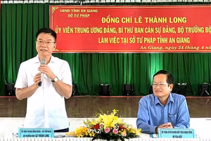 Bộ trưởng Bộ Tư pháp Lê Thành Long phát biểu tại buổi làm việc