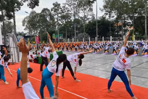Ngày Quốc tế Yoga lần thứ 9 năm 2023 với 500 người tham gia đồng diễn. Ảnh: N.A.