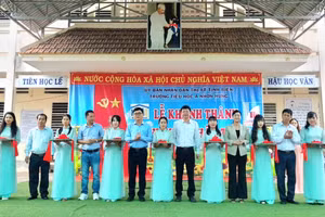 Phó Giám đốc Sở GD&ĐT An Giang Nguyễn Quốc Khanh tham dự Lễ khánh thành thư viện thân thiện tại Trường Tiểu học A Nhơn Hưng (TX Tịnh Biên).