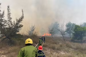 Lực lượng chức năng đang tích cực khống chế đám cháy.