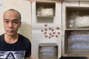 Võ Hoàng Tùng và tang vật.