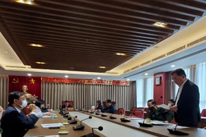 Quang cảnh buổi họp về phòng chống dịch Covid -19.