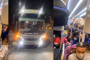 Một số hình ảnh xe khách chở quá số người quy định.