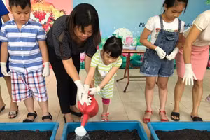 HS trường tiểu học Phúc Diễn tham gia các hoạt động ngoại khóa.