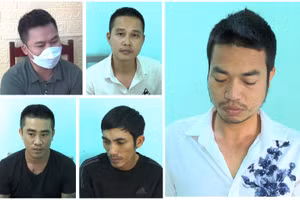 Nhóm nghi phạm bị bắt giữ. Ảnh: Công an Thanh Hóa cung cấp.