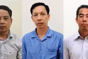 Các bị can Tô Anh Dũng, Vũ Anh Tuấn, Phạm Trung Kiên; (từ phải qua trái).