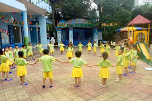 Trường Mầm non Đông Thọ B luôn chú trọng xây dựng trường học an toàn.