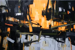 Bức tranh “Mùa thu vàng” (acrylic trên toan, khổ 200x100cm) của Phạm An Hải đoạt giải Nhì cuộc thi tranh trừu tượng đương đại quốc tế năm 2015.