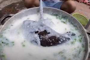 Cư dân mạng hoảng sợ trước trò nấu cháo gà sống của Hưng Vlog.