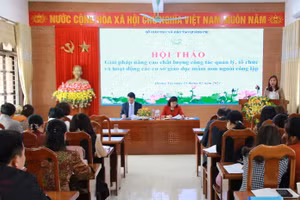 Lần đầu tiên ngành giáo dục Quảng Trị tổ chức hội thảo bàn giải pháp nâng cao chất lượng cơ sở GDMN ngoài công lập. (Ảnh: Đ. Đức).