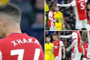 Hình ảnh "tố" Xhaka từ chối nhận băng thủ quân Arsenal.