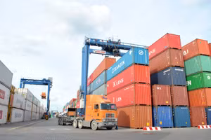 Hàng hóa được lưu thông tại Cảng Tân Cảng - Cát Lái, TP Thủ Đức, TPHCM. (Ảnh: Lê Nam)