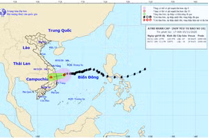 Đường đi của áp thấp nhiệt đới.