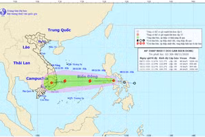 Áp thấp nhiệt đới gần Biển Đông.