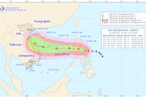 Đường đi của bão Vamco.