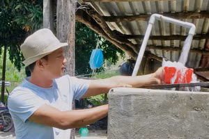 Hệ thống bơm nước thủy lực của anh Mai Xuân Thạch. Ảnh: Duy Quan.