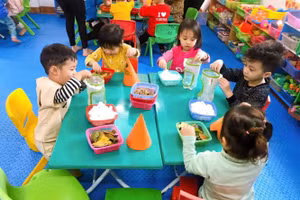 HS được trải nghiệm với nhiều mô hình giáo dục mới, hiện đại tại Trường MN Việt Hà (thành phố Lào Cai - Lào Cai). Ảnh: NTCC