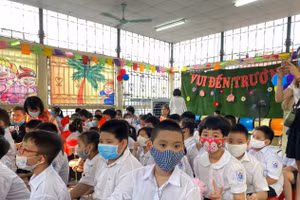 HS Trường Tiểu học Bình Minh, thành phố Hà Nội. Ảnh: Bích Nga