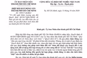 Văn bản HoREA gửi UBND TPHCM.