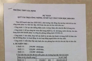 Nhiều phụ huynh băn khoăn về các khoản thu tại nhà trường đầu năm học mới. Ảnh chụp PH cung cấp