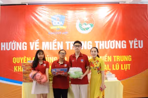 Học sinh Trường THCS-THPT Đào Duy Anh, TPHCM hướng về miền Trung thân yêu. Ảnh minh họa: NTCC.