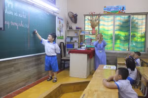 Học sinh lớp 1 Trường Tiểu học Nguyễn Thái Sơn, Quận 3, TPHCM trong giờ học. Ảnh: P. Nga 