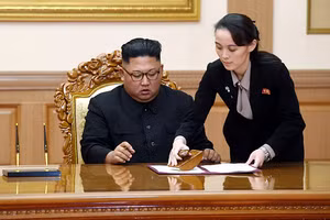 Lãnh đạo Triều Tiên Kim Jong-un và em gái Kim Yo Jong.