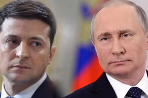 Tổng thống Ukraine Zelensky và Tổng thống Nga Putin.