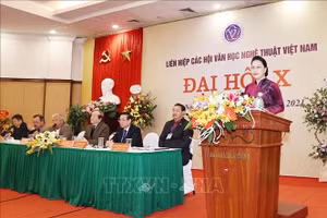 Chủ tịch Quốc hội Nguyễn Thị Kim Ngân phát biểu tại Đại hội. Ảnh: Trọng Đức/TTXVN.
