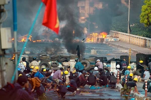 Biểu tình ở Myanmar.