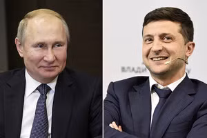 Tổng thống Nga Putin và Tổng thống Ukraine Zelensky.