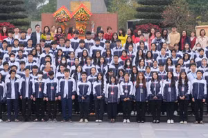 Đoàn học sinh Nghệ An tham dự kỳ thi chọn học sinh giỏi quốc gia năm học 2022-2023. Ảnh: NTCC.