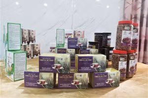 Các sản phẩm dinh dưỡng từ gạo thảo dược Vĩnh Hòa 1 tại Hà Tĩnh. (Ảnh: Vũ Long).