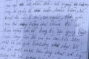 Bức thư anh T. để lại cho con trai - Ảnh: VOV
