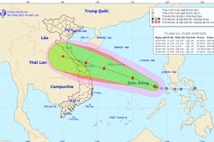 Dự báo đường đi và vùng ảnh hưởng của bão số 5.