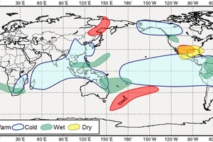 Nhiệt độ mặt nước biển ở khu vực Thái Bình Dương có xu hướng lạnh đi và chuyển sang trạng thái La Nina vào các tháng cuối năm. Ảnh: NCHMF.