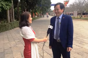 Lê Tường Vân trong một lần tác nghiệp.