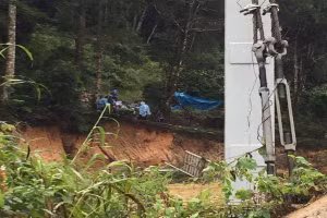 Khu vực nhóm du khách bị nước lũ cuốn trôi.